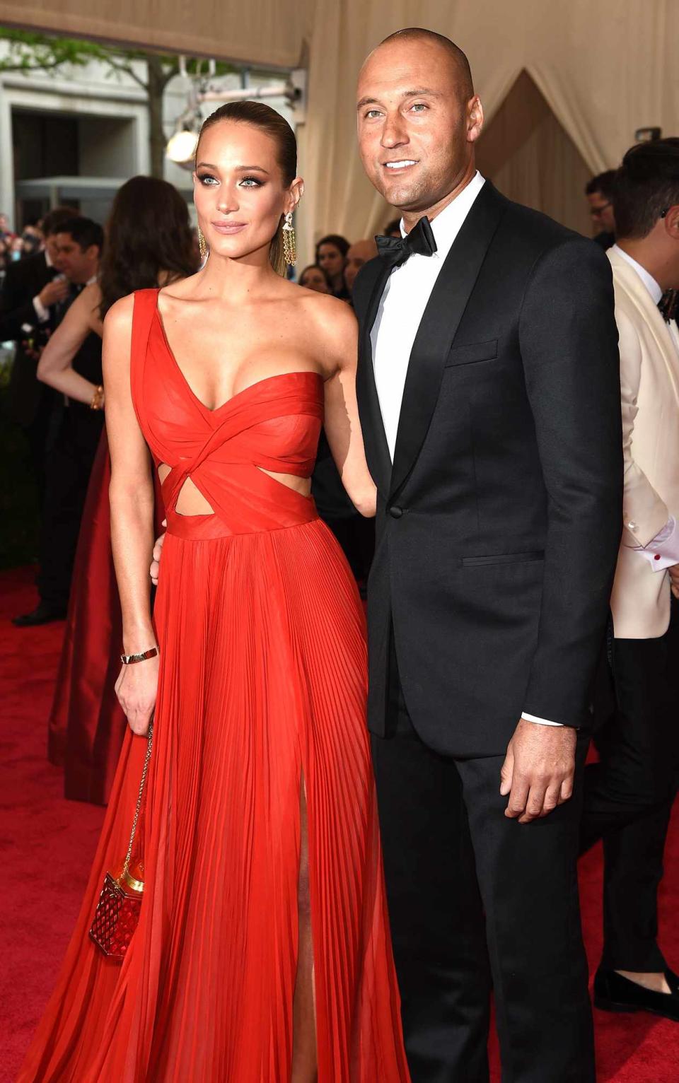 Hannah Davis and Derek Jeter attend the "China: Through The Looking Glass" Costume Institute Benefit Gala at the Metropolitan Museum of Art on May 4, 2015 in New York City