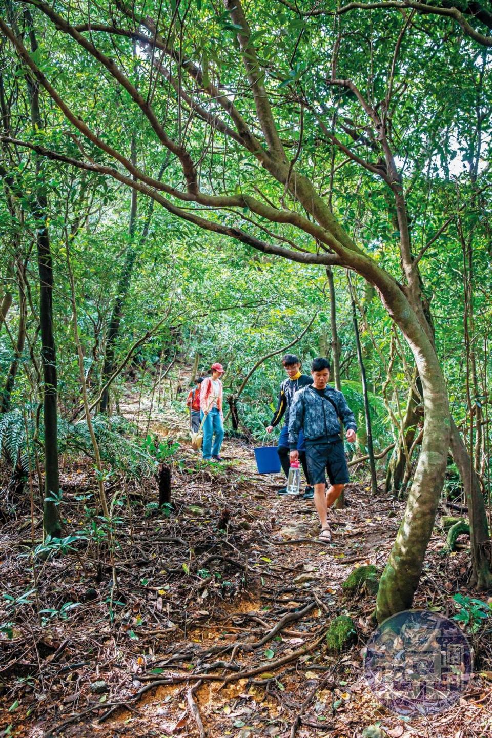 通往下七股野溪溫泉的道路是條原始路徑，穿上防滑的鞋子較為適合。