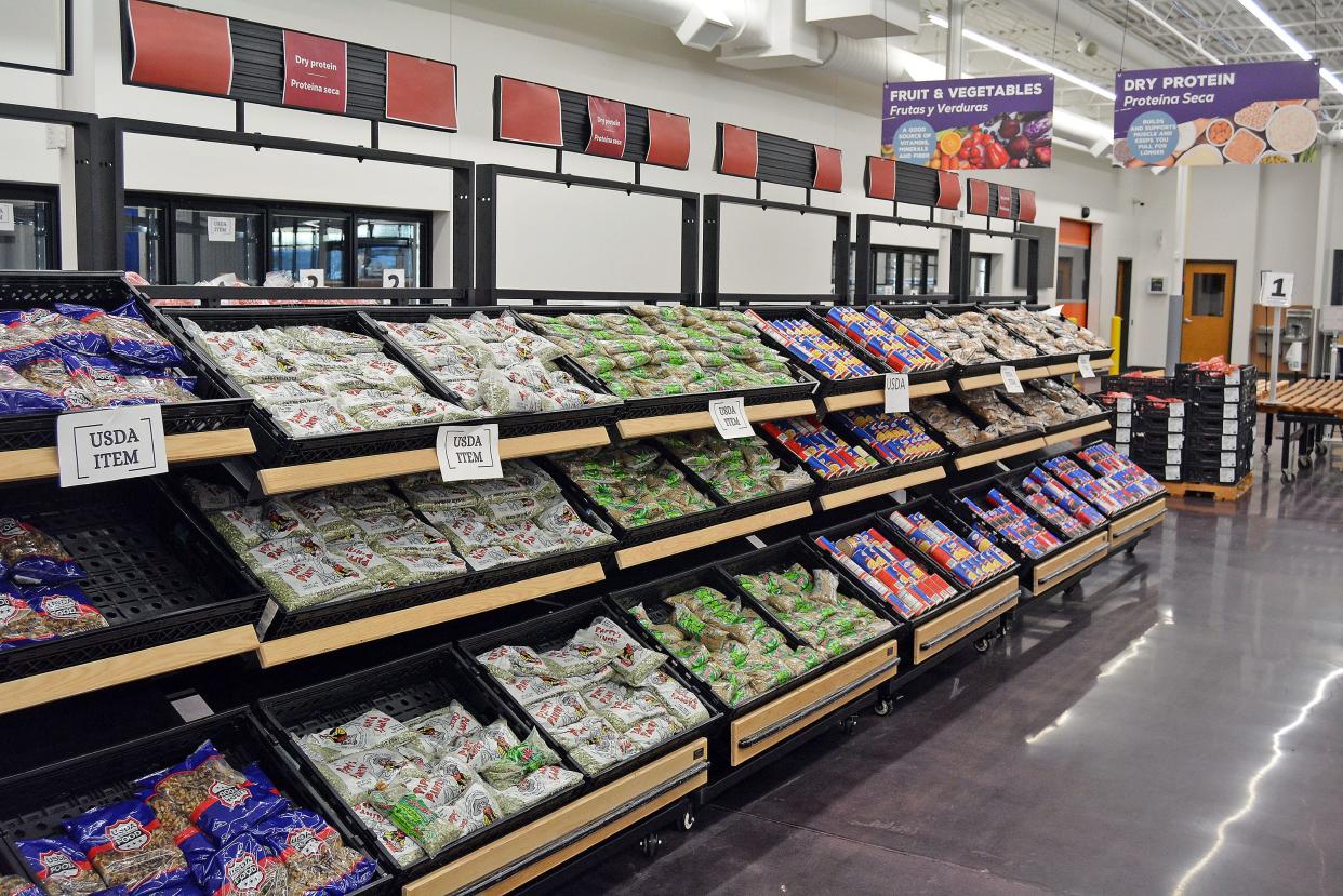 Dry goods, including beans, lentils and other legumes are among items guests to The Food Bank Market can select. An on-site demonstration and teaching kitchen helps guests learn how items available in the market can be cooked at home.