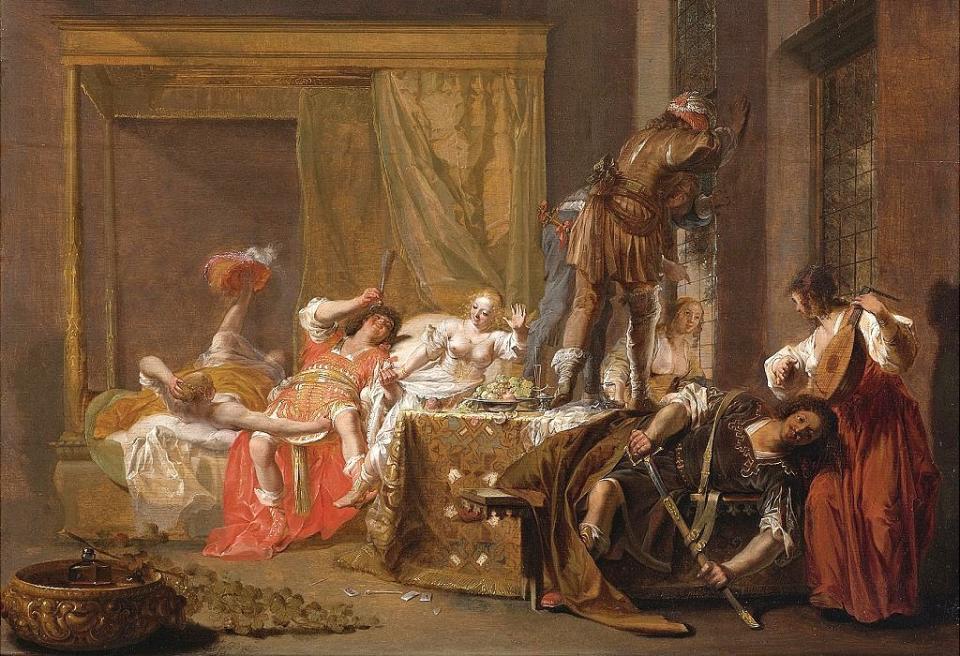 "Compañía en un burdel" (Mesalina y Gaius Silius), de Nicolaes Knüpfer, 1655.