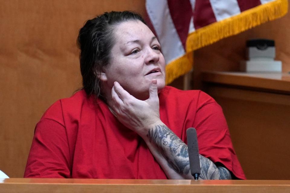 Rebecca Maines testifies during the trial of the Adam Montgomery at Hillsborough County Superior Court (Copyright 2024 The Associated Press. All rights reserved)