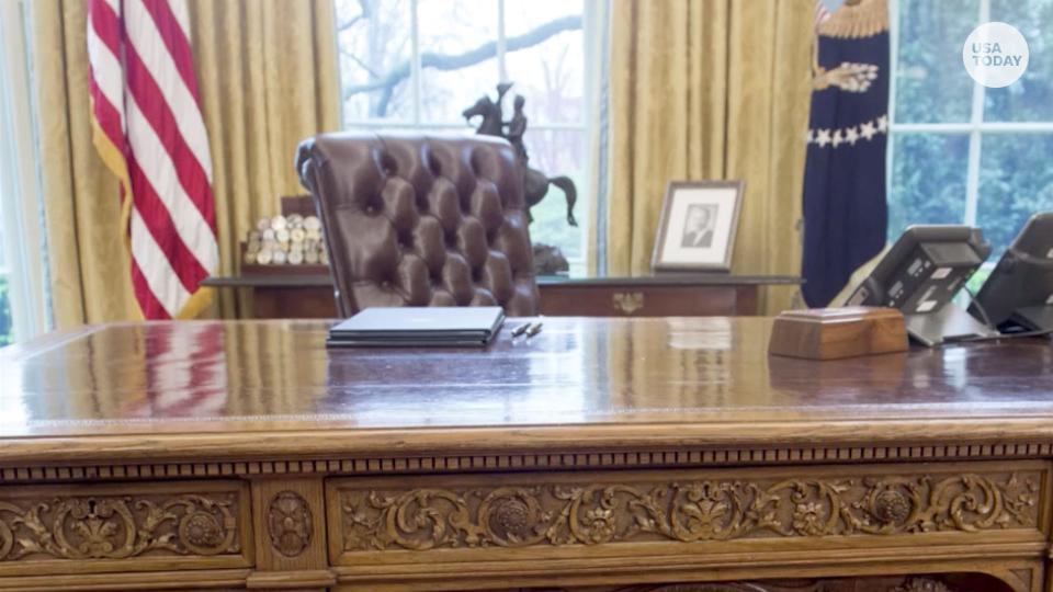 The Resolute Desk is an iconic fixture in the White House Oval Office.