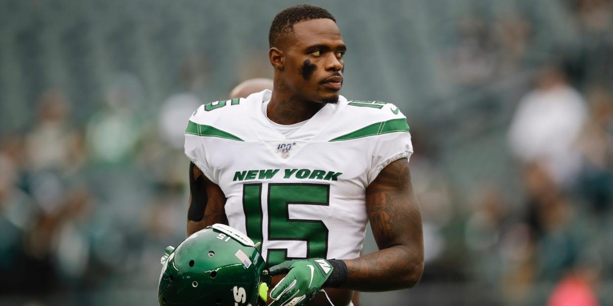 New York Jets wide receiver Josh Bellamy in action before an NFL football game against the Philadelphia Eagles, Sunday, Oct. 6, 2019, in Philadelphia. 