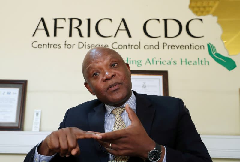 FILE PHOTO: John Nkengasong, Africa's Director of the Centers for Disease Control, speaks during an interview with Reuters at the African Union Headquarters in Addis Ababa