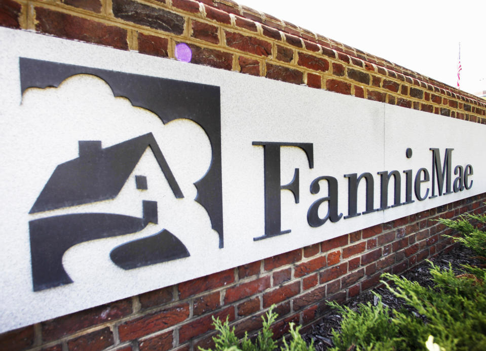 FILE - This Monday, Aug. 8, 2011 file photo shows the Fannie Mae headquarters in Washington. Fannie Mae reports quarterly results for the January-March 2014 quarter on Thursday, May 8, 2014. (AP Photo/Manuel Balce Ceneta, File)