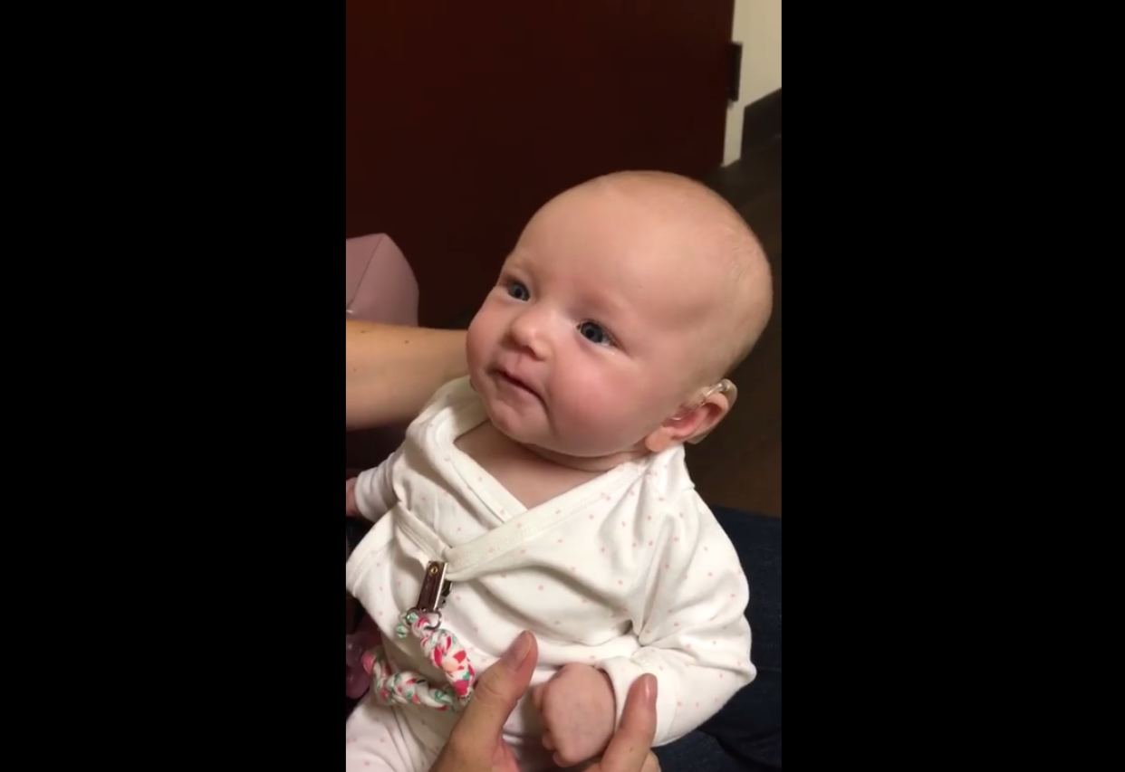 Baby Charlotte Keane got emotional hearing her mommy for the first time, and we think you will too. (Photo: Facebook)