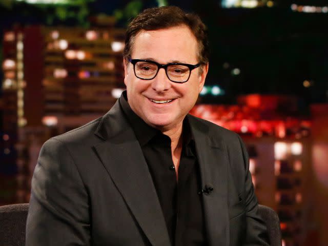 <p>Randy Holmes/Getty</p> Bob Saget on 'Jimmy Kimmel Live!'.