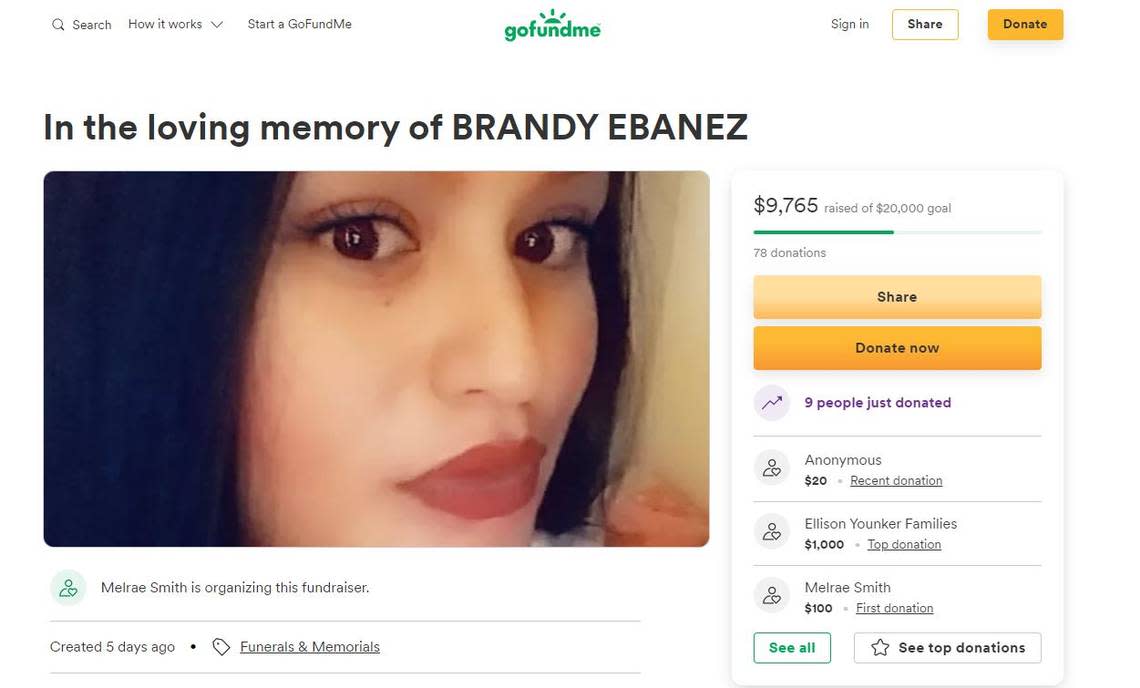 A GoFundMe has been organized to help Brandy Ebanez’s family after she was killed.