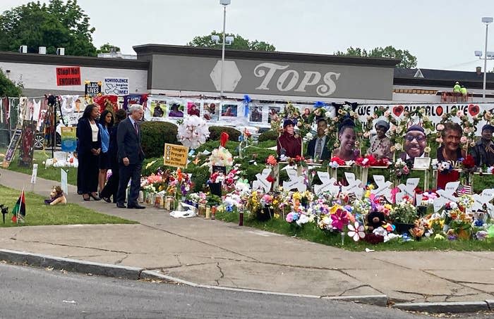 Attorney General Merrick Garland visits the Tops Friendly Markets grocery store in Buffalo, New York, in June 2022.