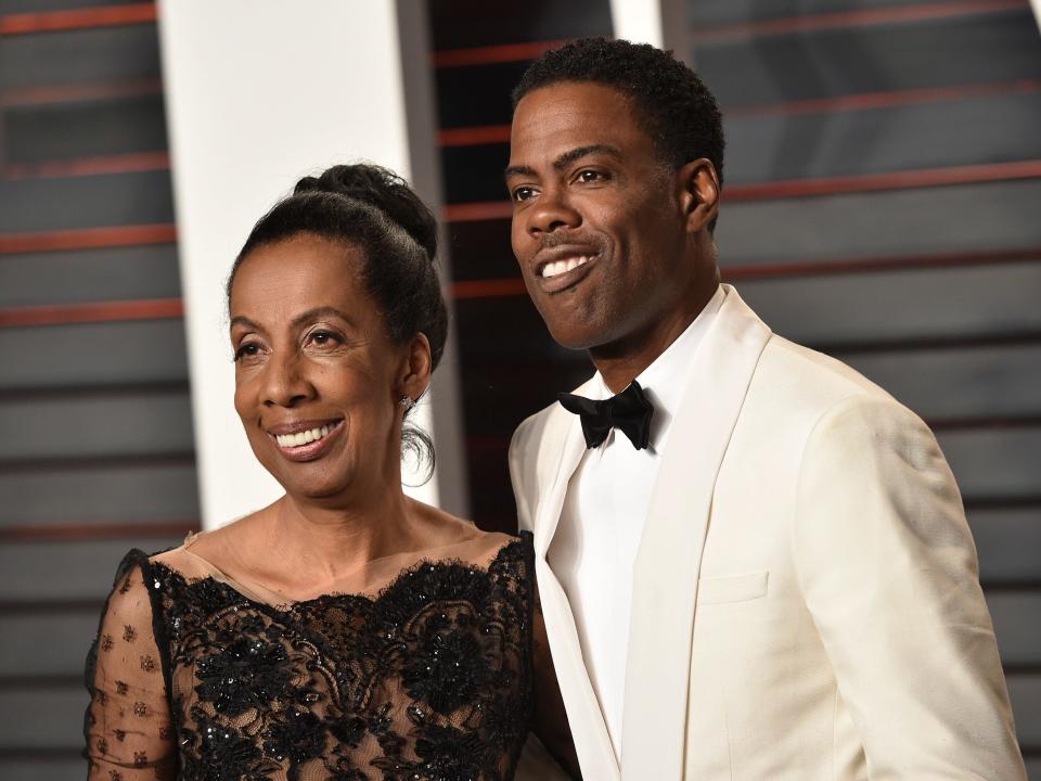 Chris Rock and his mother Rosalie Rock at an Oscars after-party in 2016