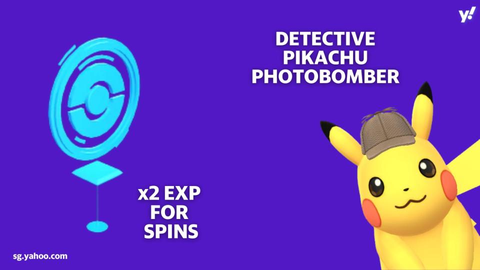 Take snapshots to encounter a photombombing Detective PIkachu. Trainers also get x2 exp for spinning Pokéstops. (Photo: Niantic)