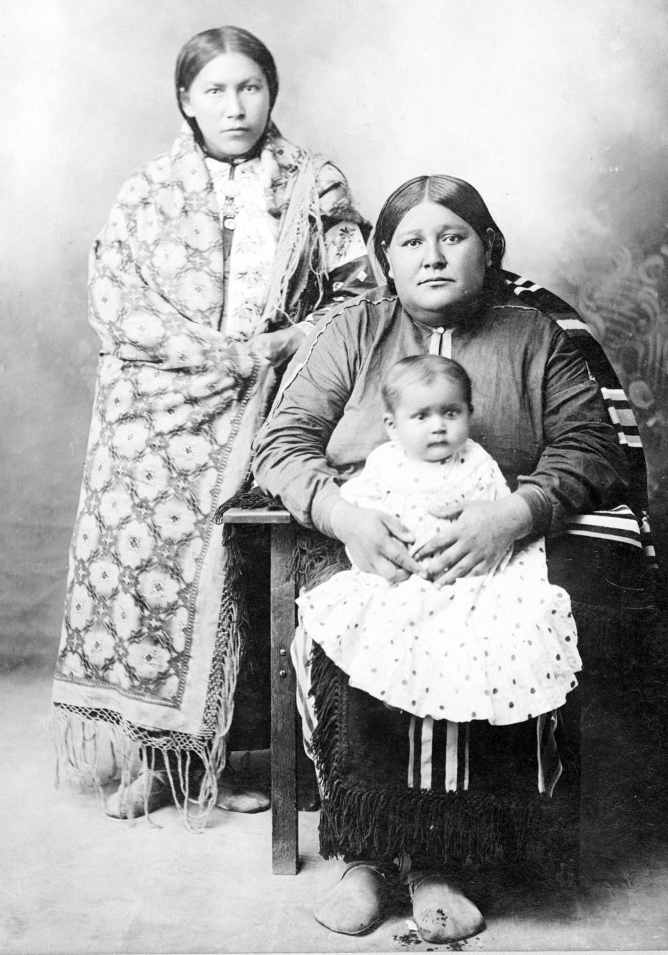 Portrait of an Osage Woman & Children