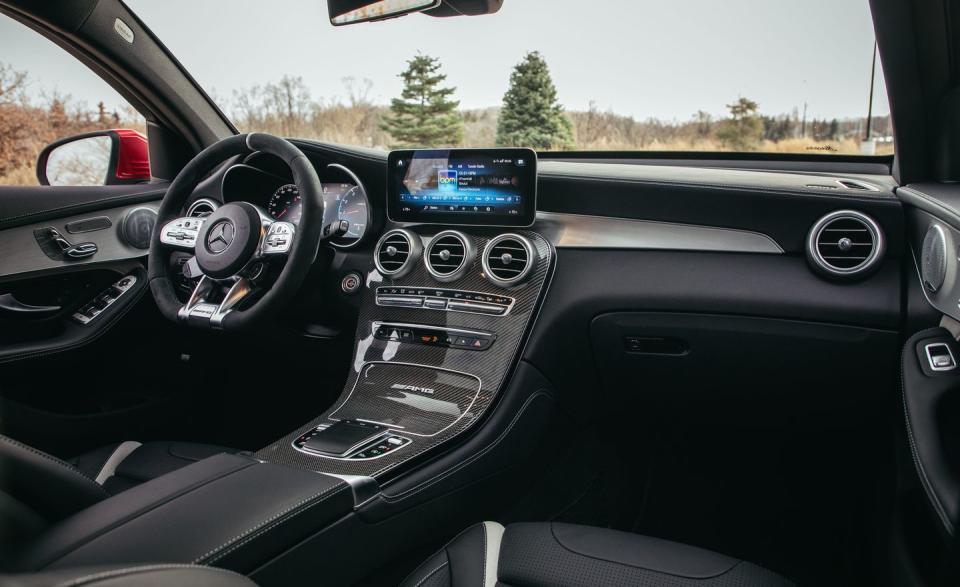 <p>The AMG menu permits the driver to display a host of additional information performance data, and the available AMG Track Pace software displays race circuit graphics with corners, braking points, and lap times in the optional head-up display.</p>