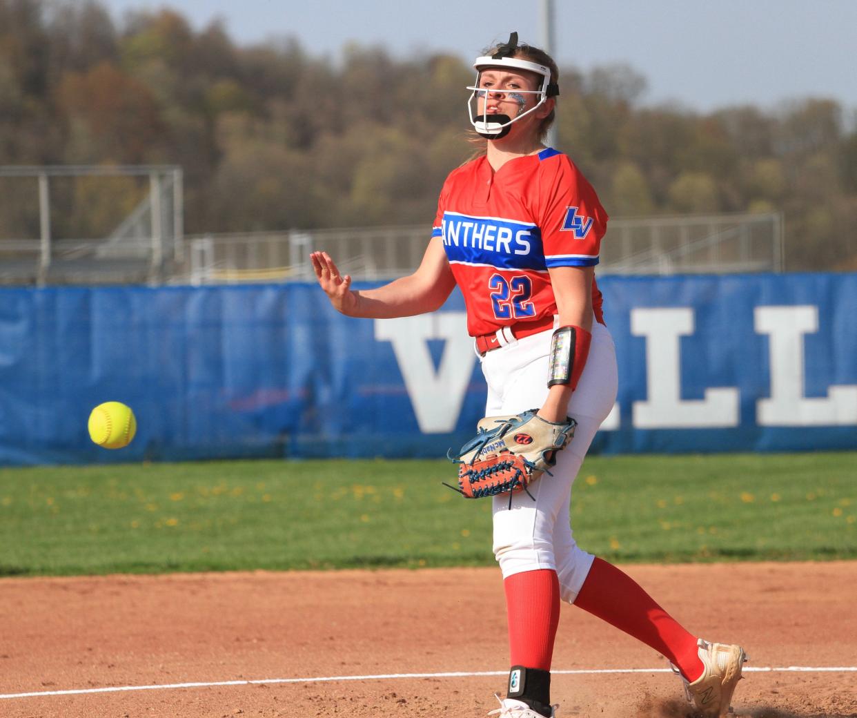 Licking Valley's Abbe McNabb pitches against Newark Catholic on Tuesday.