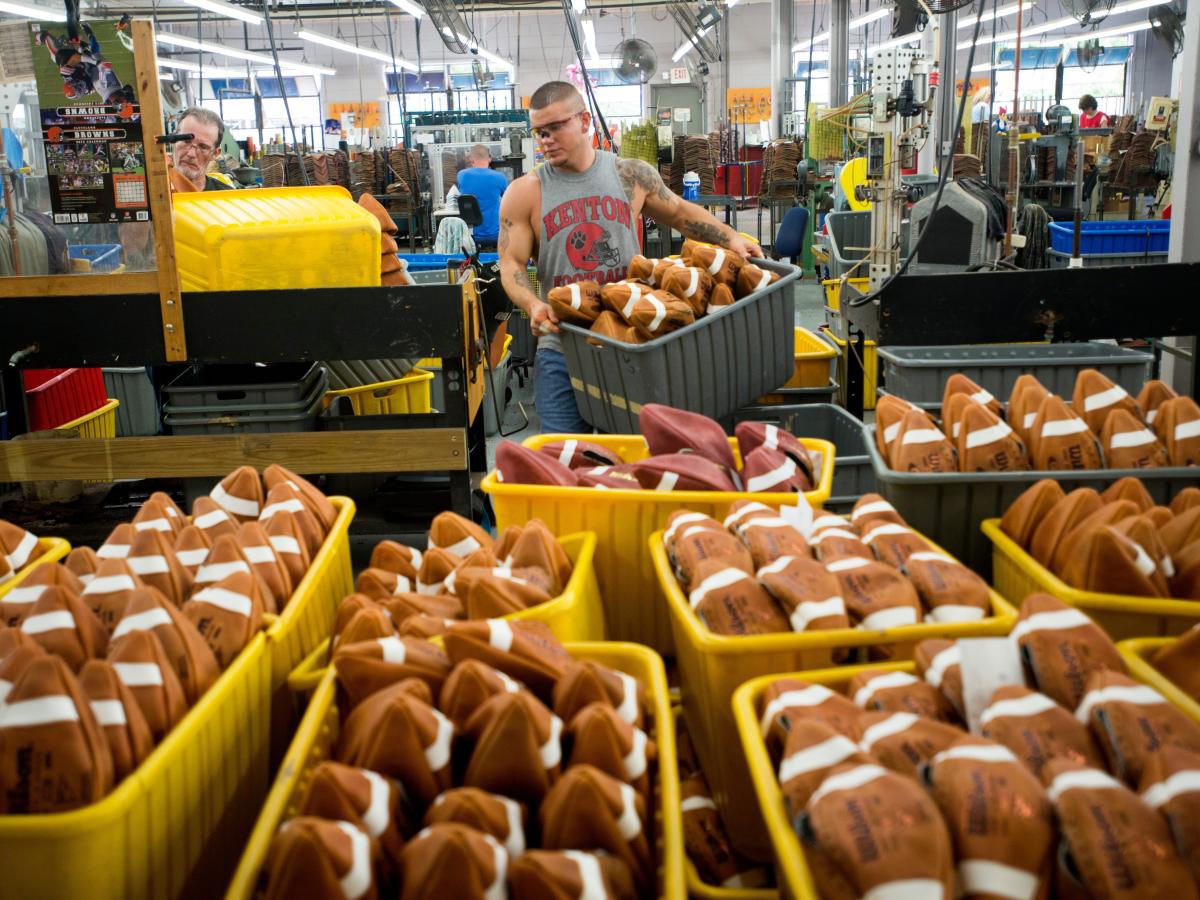 Super Bowl footballs are made at Wilson factory in Ada, Ohio