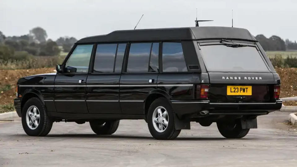 A rear 3/4 view of the Sultan of Brunei-Commissioned Range Rover limo