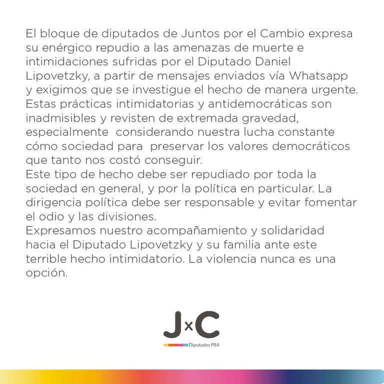 El comunicado del bloque de diputados de JxC