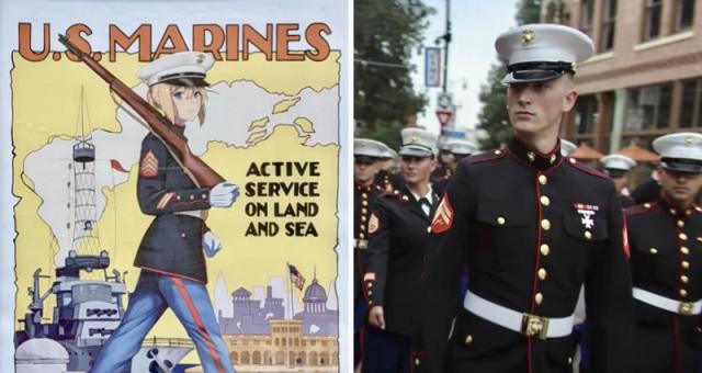 A US Marine's anime-style recruitment posters have gone viral