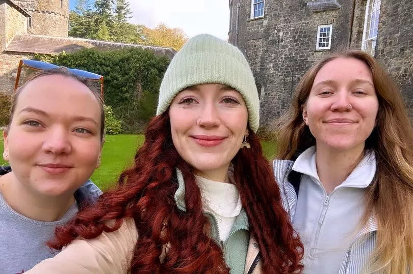 Group of young women take a selfie