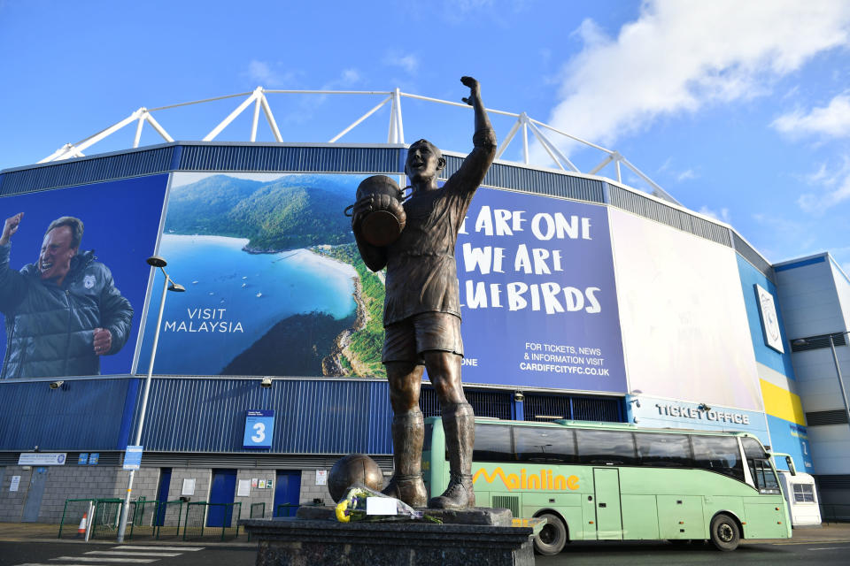 Flowers laid outside the Cardiff City Stadium (Press Association)