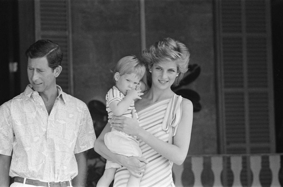 Prince Harry and his mother Diana on holiday in Majorca in 1986.