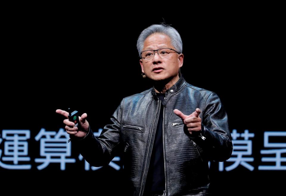 PHOTO: Nvidia CEO Jensen Huang speaks at the Computex 2024 exhibition in Taipei, Taiwan, June 2, 2024. (Chiang Ying-ying/AP, FILE)