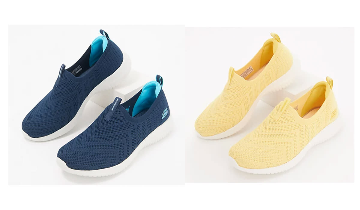 Slip on sneakers in navy and yellow