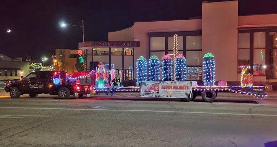 The Pueblo Crime Stoppers float gave a nod to the steelmill's historic skyline and won Best Small Business/Organization Entry at the Pueblo Downtown Association Parade of Lights Nov. 26.