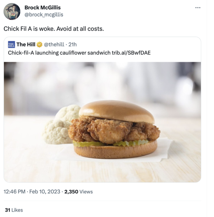 Conservatives Are Pissed at ChickfilA's 'Woke' Sandwich