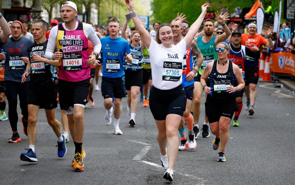 Ellie Griffin and Charlie Muddyman in action during the marathon