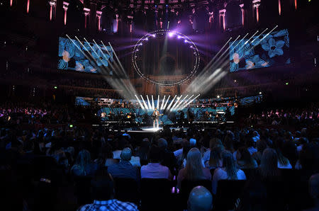 Shawn Mendes performs during a special concert "The Queen's Birthday Party" to celebrate the 92nd birthday of Britain's Queen Elizabeth at the Royal Albert Hall in London, Britain April 21, 2018. Andrew Parsons/Pool via Reuters