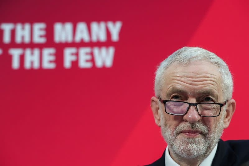 Britain's opposition Labour Party leader Jeremy Corbyn attends a news conference in London