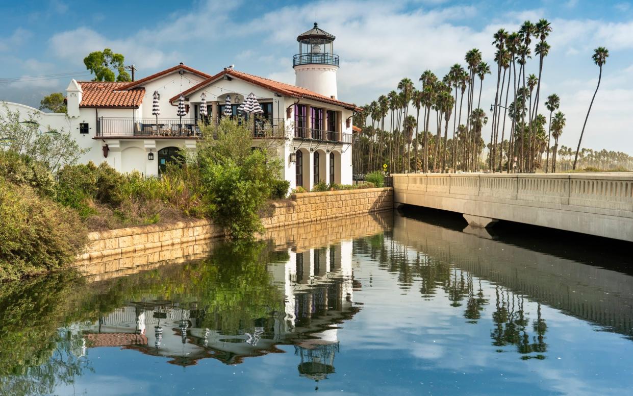 mission creek by the beach on the shore of the Pacific Ocean