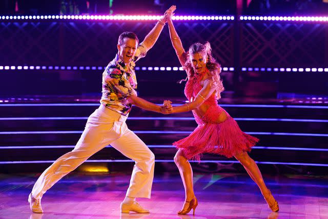 <p>Christopher Willard/Disney via Getty</p> Jason Mraz and Daniella Karagach during "Dancing with the Stars" for "Whitney Houston Night" on Nov. 14, 2023