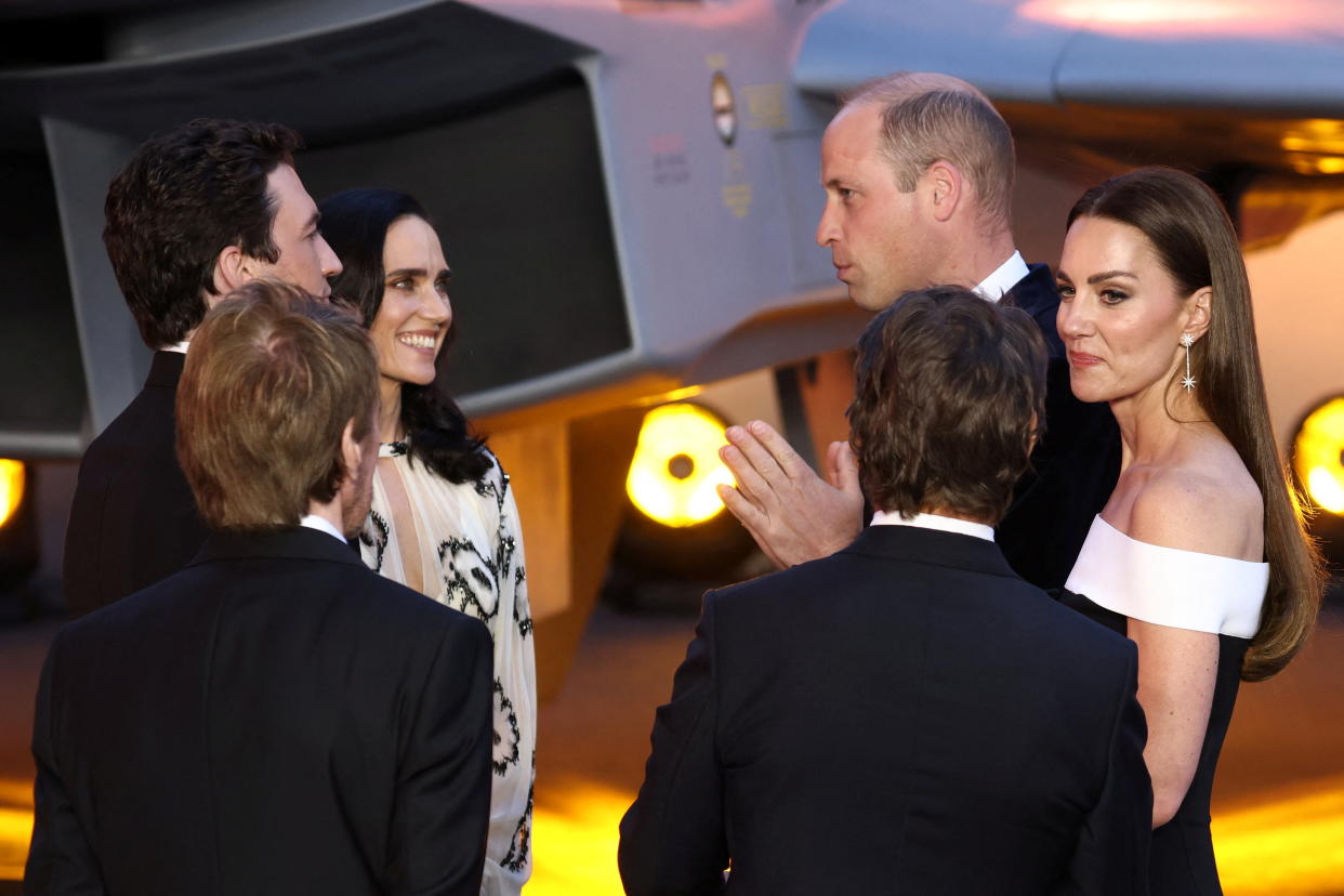 Jennifer Connelly chatted to Prince William at the Top Gun premiere 35 years after meeting his mother Diana. (REUTERS)