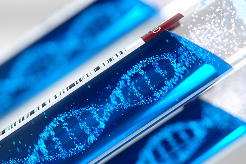 DNA images inside test tubes.