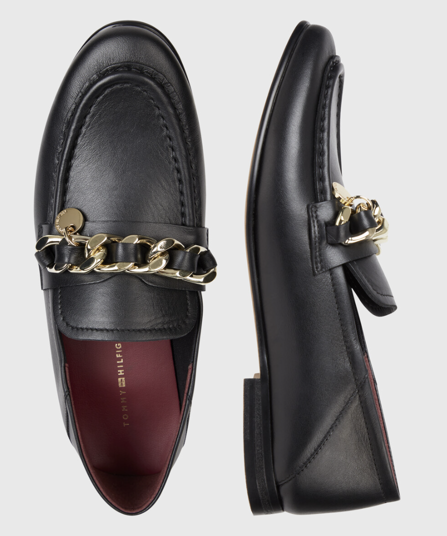 A photo of Tommy Hilfiger Chain Detail Slip-On Loafers. (PHOTO: Tommy Hilfiger)
