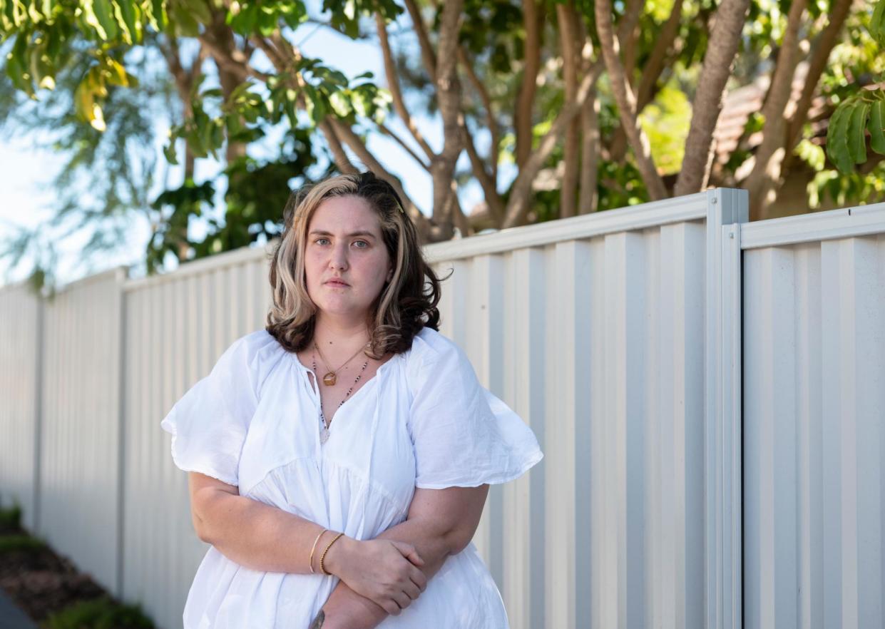 <span>Lucy Lorenti, survivor of the Esther Foundation, says she was subjected to complete financial control by the organisation, who made her sign up to Centrepay.</span><span>Photograph: Tony McDonough/The Guardian</span>
