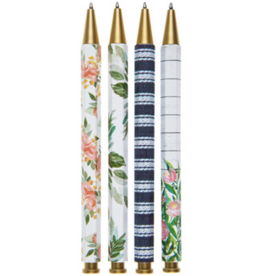 Floral & Striped Pens