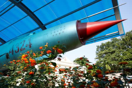 A MiG-21 jet fighter manufactured by the Soviet-Union and used during Vietnam War, is seen exhibited at the Vietnam Military History Museum in Hanoi, Vietnam November 5, 2018. REUTERS/Kham