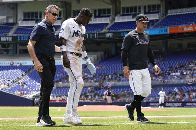 Miami Marlins center fielder Jazz Chisholm Jr. (2) is shown during