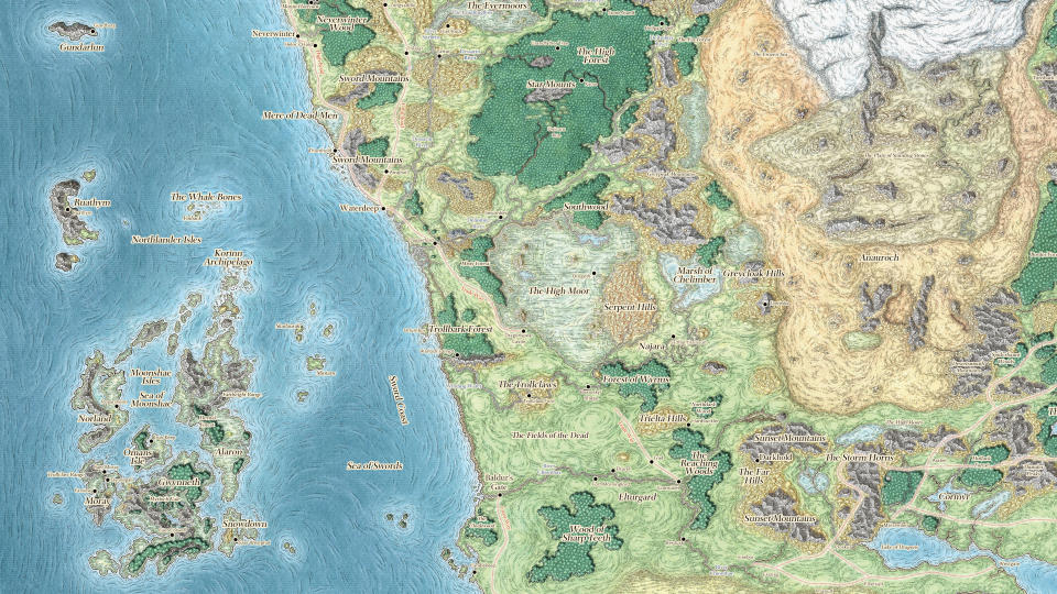 A map of the Forgotten Realms from D&D