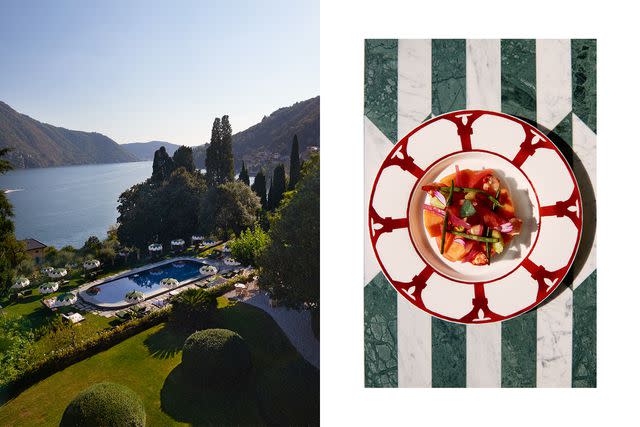 <p>Danilo Scarpati</p> From left: The pool at Passalacqua, a historic Lake Como villa recently converted into aÂ hotel; a lunch of lobster salad with melon at Passalacqua.
