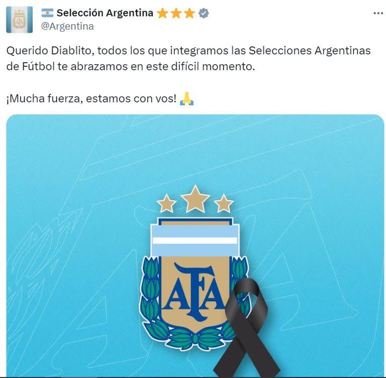 El comunicado de la AFA para darle el pésame al Diablito Echeverri y su familia