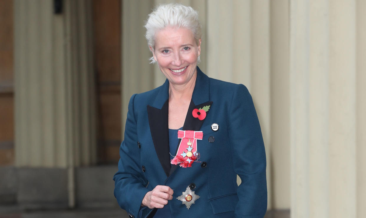Emma Thompson demonstrated her sartorial know-how in a chic suit [Photo: Getty]