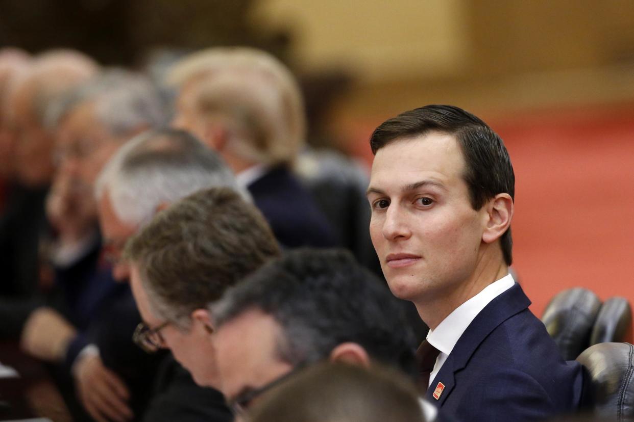 White House Senior adviser Jared Kushner, seen here in Beijing on Nov. 9, 2017, is reportedly concerned about special counsel Robert Mueller's investigation: Thomas Peter/Pool Photo via AP