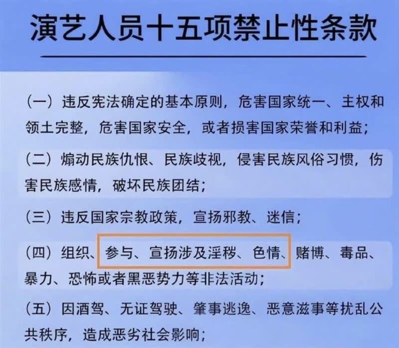 網友發出演藝人員條款，指出Angelababy該被封殺。（圖／翻攝自微博）