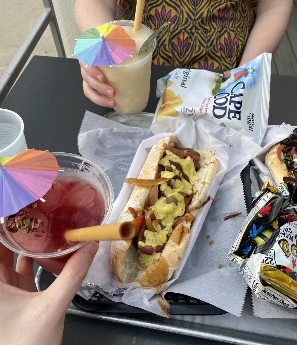 tray of sandwiches and frozen drinks at Zunzis in Savannah