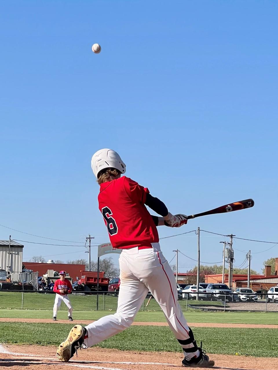 Elgin's Brody Wood hits the ball during a baseball game at Ridgedale last year. Wood is the reigning Marion Star Baseball Player of the Year.