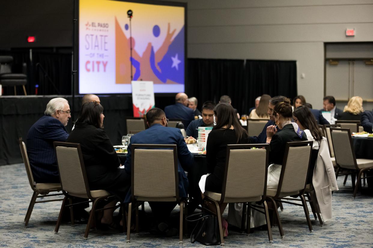 El Paso City Council have lunch at the State of the City Address featuring Mayor Oscar Leeser hosted by El Paso Chamber at the Convention Center in Downtown El Paso on Wednesday, April 19, 2023.